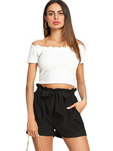 Load image into Gallery viewer, Romwe Women's Casual Elastic Waist Bowknot Summer Shorts with Pockets Burgundy XS