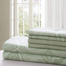 Load image into Gallery viewer, Lux Decor Collection Bed Sheet Set - Brushed Microfiber 1800 Thread Count Bedding - Wrinkle, Stain, Fade Resistant & Hypoallergenic - Deep Pocket King Size Sheets Set - 6 PC (King, Paisley Sage)