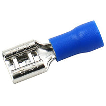 Load image into Gallery viewer, Baomain Female Quick disconnects Vinyl Insulated Spade Wire Connector Electrical Crimp Terminal 16-14 AWG 6.3mm Blue Pack of 100