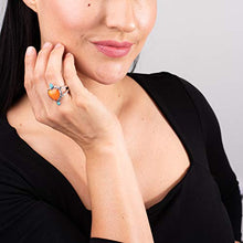 Load image into Gallery viewer, American West Sterling Silver Orange Spiny Oyster and Turquoise Gemstone Heart Ring Size 9