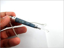 Load image into Gallery viewer, Jet Blue Kyanite Wand Pendulum Free Booklet Jet International Crystal Therapy Genuine Healing Reiki Chakra