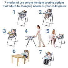 Load image into Gallery viewer, Onasti 7 in 1 High Chair | Converts to Dining Booster Seat with Easy Cleanup Features, Grows with Child with 7 Modes, Ultra Compact High Chair, Ambiance Grey