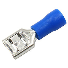 Load image into Gallery viewer, Baomain Female Quick disconnects Vinyl Insulated Spade Wire Connector Electrical Crimp Terminal 16-14 AWG 6.3mm Blue Pack of 100