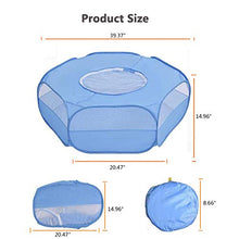 Load image into Gallery viewer, Small Animal Cage Playpen, Pet Playpen with Top Cover Anti Escape Foldable Breathable Transparent Yard Fence for Dog Cat Bunny Puppy Rabbits Guinea Pig Hamster Chinchillas (Blue)