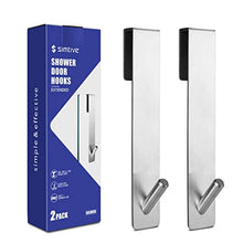 Load image into Gallery viewer, Simtive Extended Shower Door Hooks (7-Inch), Over Door Hooks for Bathroom Frameless Glass Shower Door, Towel Hooks, 2-Pack, Silver