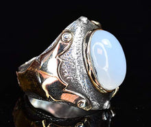 Load image into Gallery viewer, Sterling Silver Men Ring, Natural Moonstone Stone, Free Express Shipping