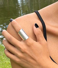 Load image into Gallery viewer, Hammered Shiny Handmade Sterling Silver Large Long Boho Statement Ring, Wide Band Wrap Adjustable to Sizes 6-12,Also as Thumb Ring, Gift for Her