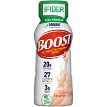Load image into Gallery viewer, BOOST High Protein with Fiber Complete Nutritional Drink, Creamy Strawberry, 8 fl oz Bottle, 24 Pack