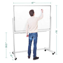 Load image into Gallery viewer, Double Sided Mobile Whiteboard, 48 x 32 inches Large Rolling White Board, maxtek Reversible Magnetic Dry Erase Board Easel Standing Whiteboard on Wheels for Home Office Classroom