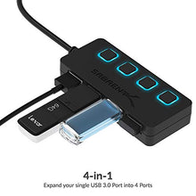 Load image into Gallery viewer, Sabrent 4-Port USB 3.0 Hub with Individual LED Lit Power Switches, Includes 5V/2.5A Power Adapter (HB-UMP3)