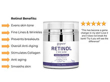 Load image into Gallery viewer, goPure Retinol Cream for Face - Anti Aging Face Cream - Anti Wrinkle Cream Face Moisturizer - Retinol Night Cream in Airless Jar - 1.7oz