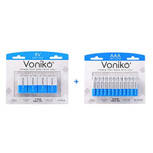 Load image into Gallery viewer, VONIKO Alkaline 9V Battery 4 Pack & AAA 24 Pack Triple A Battery- Ultra Long Lasting