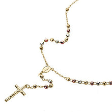 Load image into Gallery viewer, DoubleAccent Solid 14K Tri-Color Gold Chain Cross Necklace DC Bead Rosary Necklace (16, 18, 20, 24, 26"), 20"