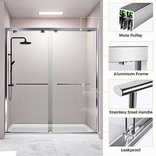 Load image into Gallery viewer, DELAVIN 57-59 in. Semi-Frameless Bypass Shower Door, Bathroom Sliding Shower door, SGCC Tempered Glass Door with Explosion-Proof Film, Stainless Steel, Aluminum