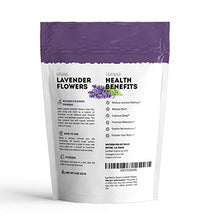 Load image into Gallery viewer, Organic Lavender Flowers - Kate Naturals. Premium Grade. Dried. Perfect for Tea, Lemonade, Baking, Baths. Fresh Fragrance. Large Resealable Bag. Gluten-Free, Non-GMO. (4 oz (Starter Size))