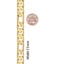 Load image into Gallery viewer, Lifetime Jewelry 11mm Figaro Chain Necklace 24k Gold Plated for Men Women & Teen, 18 Inches