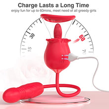 Load image into Gallery viewer, Rose Sex Toy for Womens Sex - 3in1 Upgrade Rose Sex Stimulator for Women with 7 Tongue Licking & 3 Thrusting Vibrator Dildo Adult Sex Toys for Couples G Spot Vibrators Clitoral Nipple Quick Pleasure