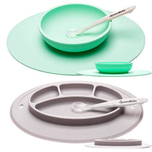 Load image into Gallery viewer, Suction Baby Bowls and Plate Placemats - UpwardBaby Silicone Baby Non Slip Toddler Feeding Set Kids Placemats with Spoons Included - BPA Free