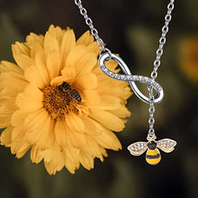 Load image into Gallery viewer, Crystal Bumblebee Pendant Necklace Infinity Love Charm Flying Honeybee Insect Jewelry Gifts (silver)