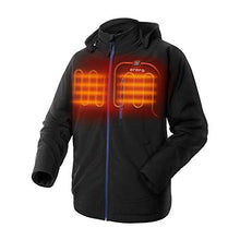 Load image into Gallery viewer, ORORO Men's Soft Shell Heated Jacket with Detachable Hood and Battery Pack (Black/Blue, S)