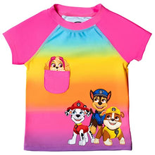 Load image into Gallery viewer, Paw Patrol Marshall Rubble Chase Big Girls 5 Piece Swimsuit Set: One-Piece Swimsuit Swim Rash Guard Tankini Top Bottom Skort Rainbow 8