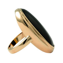 Load image into Gallery viewer, Palm Beach Jewelry 18K Yellow Gold Plated Oval Cut Natural Black Onyx Bezel Set Ring Size 7