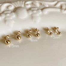 Load image into Gallery viewer, Luxval 18K Stud Earrings for Women, Gold Ball Stud Earrings Butterfly Backings, Gold Plated Hypoallergenic Jewelry for Girls 3,4,5MM