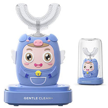 Load image into Gallery viewer, Kids Electric Toothbrushes U-Shape Sonic Electric Toothbrush with Silicone Interchangeable Brush Heads, Blue Toddler Toothbrush with 2 Modes