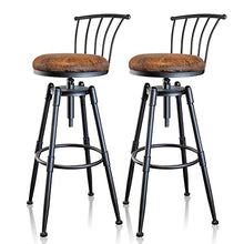 Load image into Gallery viewer, MSMV Bar Chair(Set of 2) Vintage Industrial Bar Stool-Farmhouse Swivel Bar Stool-Swivel Kitchen Island Dining Chair-Kitchen Counter Height Adjustable Pipe Stool-Cast Steel Stool