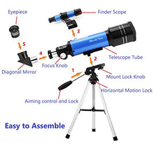 Load image into Gallery viewer, MaxUSee 70mm Refractor Telescope + 8X21 Compact HD Binoculars for Kids and Astronomy Beginners, Travel Scope for Moon Stars Viewing Bird Watching Sightseeing