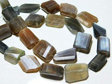 Load image into Gallery viewer, BEADS GEMSTONE Chocolate Multi Moonstone Faceted Flat Nuggets- 8 Inch Long Strand -Stones measure- 11-18mm Code-HIGH-7603
