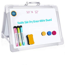Load image into Gallery viewer, Small Dry Erase White Board, Magnetic Desktop Portable Dry Erase Board, 12" x 16" Double Sided Magnetic for Kids