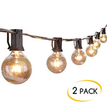 Load image into Gallery viewer, Brightown Outdoor String Lights-2 Pack 25Ft G40 Globe Patio Lights with 26 Edison Glass Bulbs(1 Spare), Waterproof Connectable Hanging Light for Backyard Porch Balcony Decor, E12 Socket Base, Black