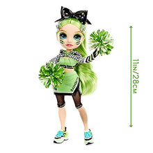 Load image into Gallery viewer, Rainbow High Cheer Jade Hunter – Green Cheerleader Fashion Doll with 2 Pom Poms and Doll Accessories, Great Gift for Kids 6-12 Years Old