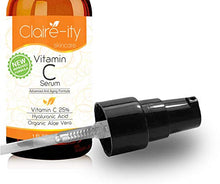 Load image into Gallery viewer, Claire-ity 25% Vitamin C Serum with Hyaluronic Acid and Vitamin E, Organic Topical Anti-Aging Moisturizing Facial Serum for Face, Neck & Décolleté(1 fl. oz)