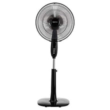 Load image into Gallery viewer, Amazon Basics Oscillating Dual Blade Standing Pedestal Fan with Remote - 16-Inch, Black