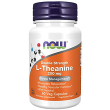 Load image into Gallery viewer, NOW Supplements, L-Theanine 200 mg with Inositol, Stress Management*, 60 Veg Capsules