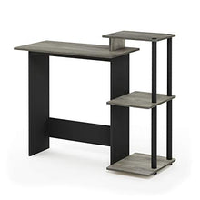 Load image into Gallery viewer, FURINNO Efficient Home Laptop Notebook Computer Desk, Square Side Shelves, French Oak Grey/Black