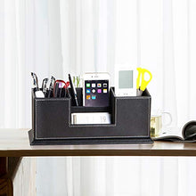 Load image into Gallery viewer, PUSU Leather Cute Pen Organizer,Pencil Holder,Pen Cup/Stand/Tray/Container/Caddy,desk organizers and accessories,Office Supplies Desktop Storage Box for Stationery,Business Card,Phone,etc.… (black)