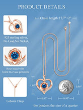 Load image into Gallery viewer, Rose Heart Necklace December Birthstone Blue Topaz Jewelry for Women Sterling Silver Rose Flower Heart Pendant Created Gemstone Women Girls Jewelry for Birthday Gift Anniversary Jewelry Gift for Her (Rose Gold-12-Dec.Blue Topaz)