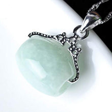 Load image into Gallery viewer, GAJSDJHN Jewelry Necklace Hand-Carved Lulutong Lucky Amulet Jewelry Silver Emerald Necklace Natural Jade Beads Pendant for Women Man
