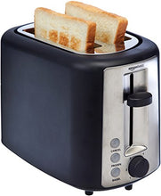 Load image into Gallery viewer, Amazon Basics 2 Slice, Extra-Wide Slot Toaster with 6 Shade Settings, Black