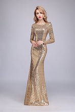 Load image into Gallery viewer, honey qiao Gold Modest Bridesmaid Dresses Long High Back Prom Party Gowns