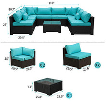 Load image into Gallery viewer, Outdoor Rattan Sectional Sofa - Patio PE Wicker Conversation Furniture Set (9-Piece,Turquoise)