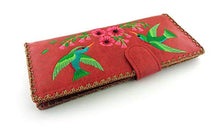 Load image into Gallery viewer, LAVISHY Embroidered Love Hummingbirds & Flower Vegan/Faux Leather Large Flat Wallet (Red)