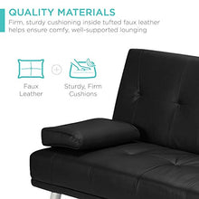 Load image into Gallery viewer, Best Choice Products Faux Leather Upholstery 3-Piece Modular Modern Living Room Sofa Sectional Furniture Set w/Convertible Single & Double Seat Futon Beds, Ottoman, Reclining Backrests - Black