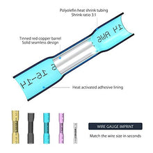 Load image into Gallery viewer, Heat Shrink Butt Connectors, 100Pcs 16-14 AWG Blue Insulated Waterproof Electrical Wire Connectors Automotive Marine Grade Wire Crimp Terminals Butt Splices, Ideal for Boat, Truck, Stereo - Blue