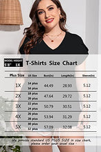 Load image into Gallery viewer, CARROTMOB Womens Summer Plus Size Tops Petal Sleeve Casual V Neck T Shirts Black 2X