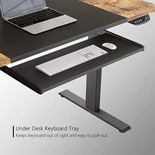Load image into Gallery viewer, FEZIBO Dual Motor Height Adjustable Electric Standing Desk, 48 x 24 Inches Full Sit Stand Home Office Table with Splice Board, White Frame/Black and Rustic Brown Top