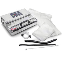 Load image into Gallery viewer, Avid Armor Vacuum Sealer Machine - A100 Stainless Construction, Clear Lid, Commercial Double Piston Pump Heavy Duty 12" Wide Seal Bar Built in Cooling Fan Includes 30 Pre-cut Bags and Accessory Hose